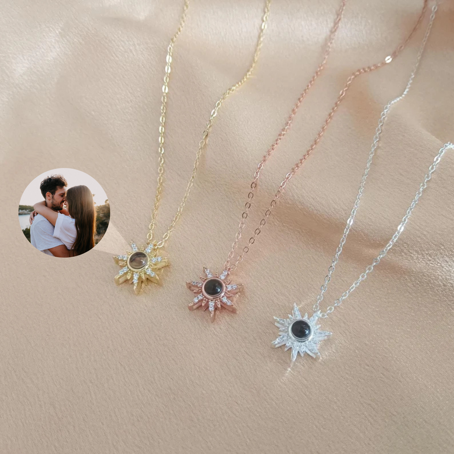 Sun photo necklace